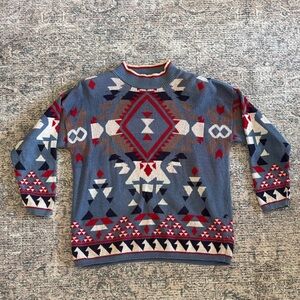 Vintage Babette & Partners Patterned Blue Sweater